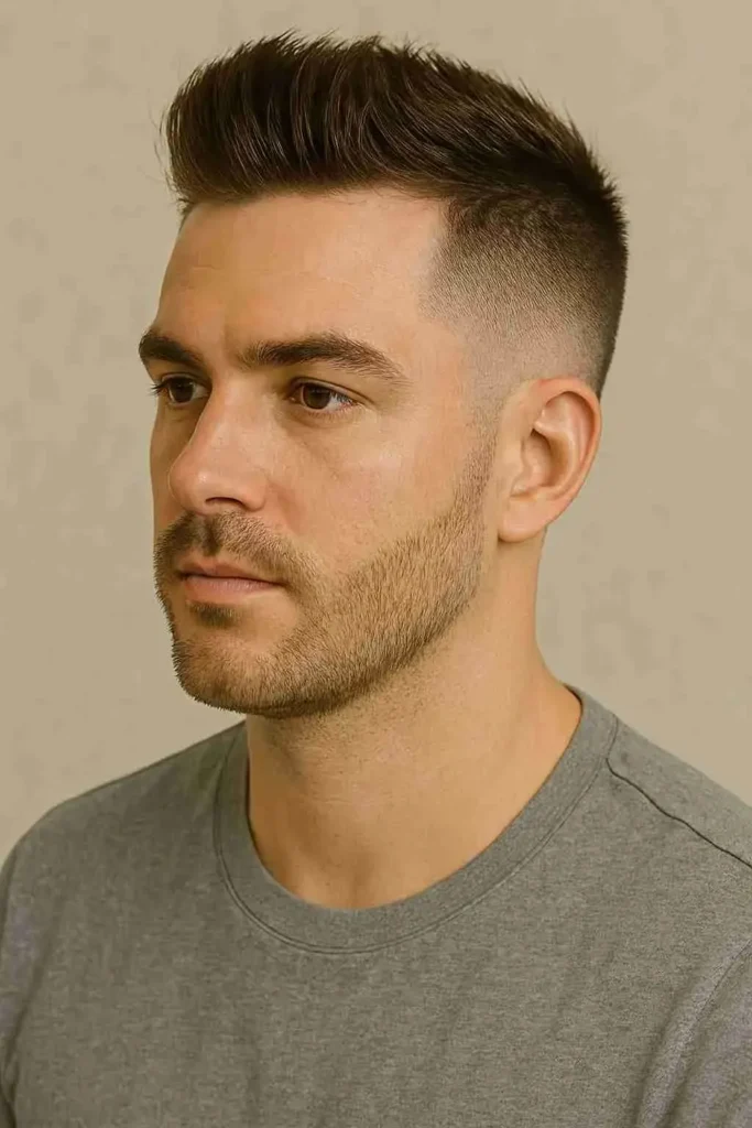 Low Fade with Brushed Up Top Hairstyle