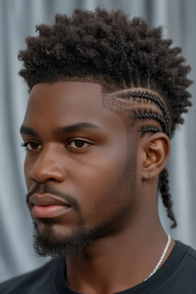 Afro with Braided Sides