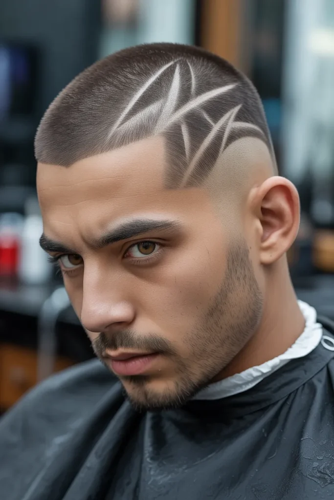 Bald Fade with Razor Design