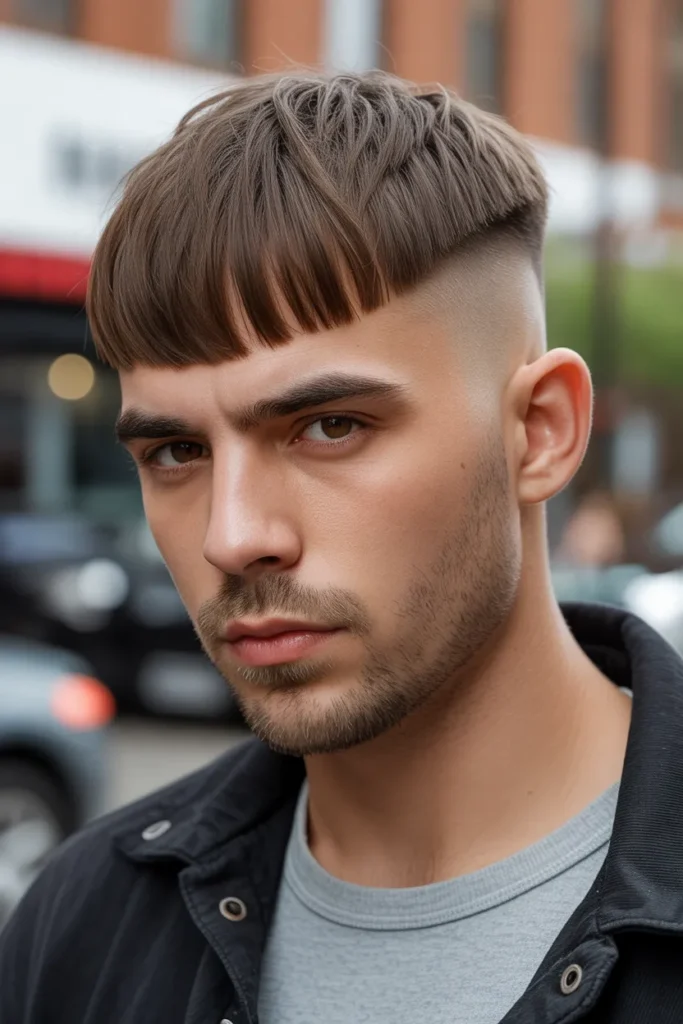 Bangs with Low Fade