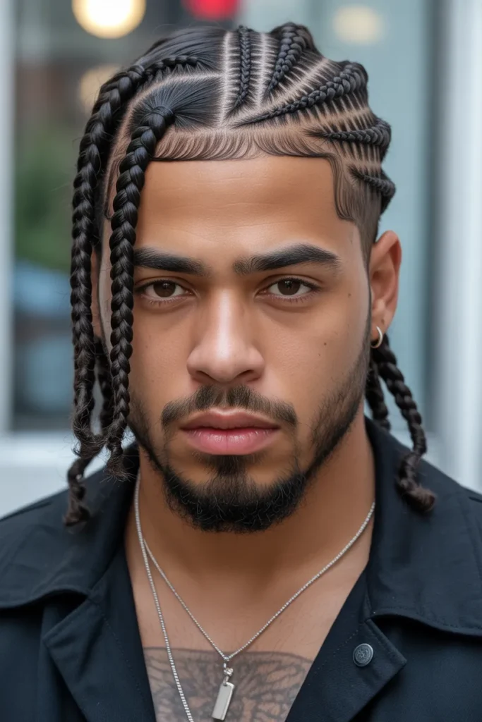 Box Braids with Cornrows Mix