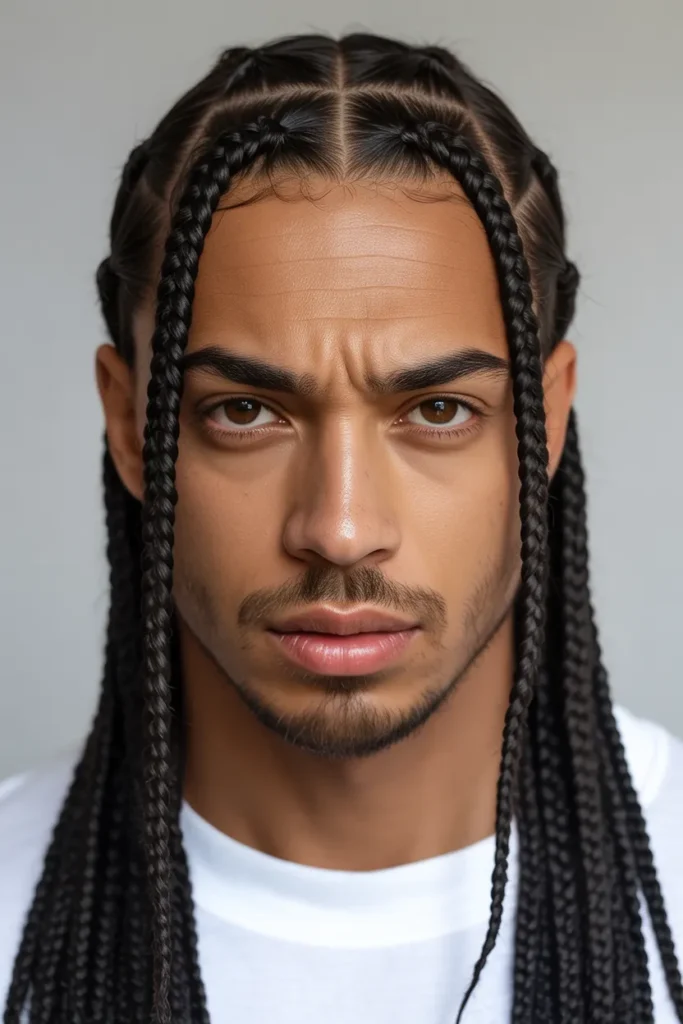 Box Braids with Middle Part