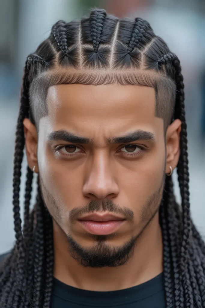 Box Braids with Mohawk Shape