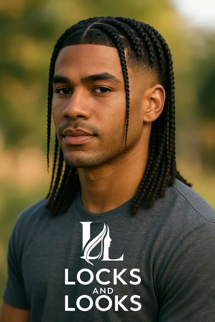 Box Braids with Taper Fade