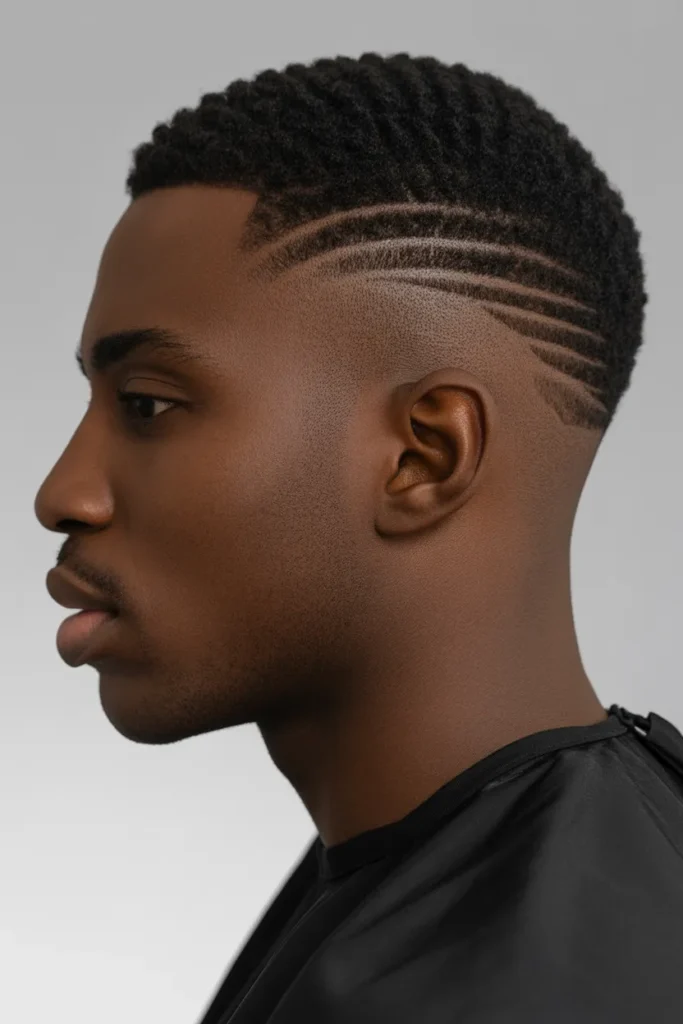 Brush Cut with Line Design