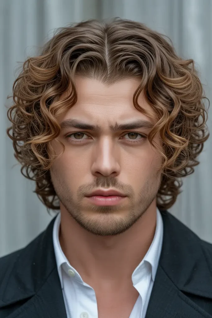 Brushed-Out Curls with Middle Part