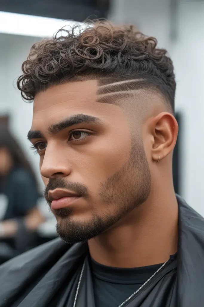 Burst Fade with Curly Top