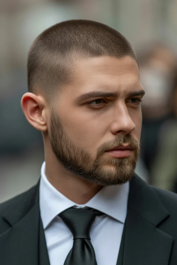 Buzz Cut with Beard Line-Up