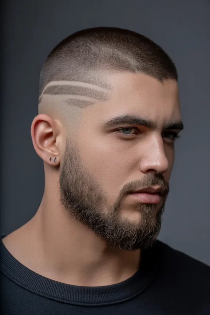 Buzz Cut with Beard and Line-Up