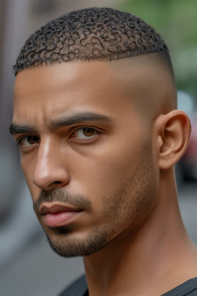 Buzz Cut with Curl Pattern