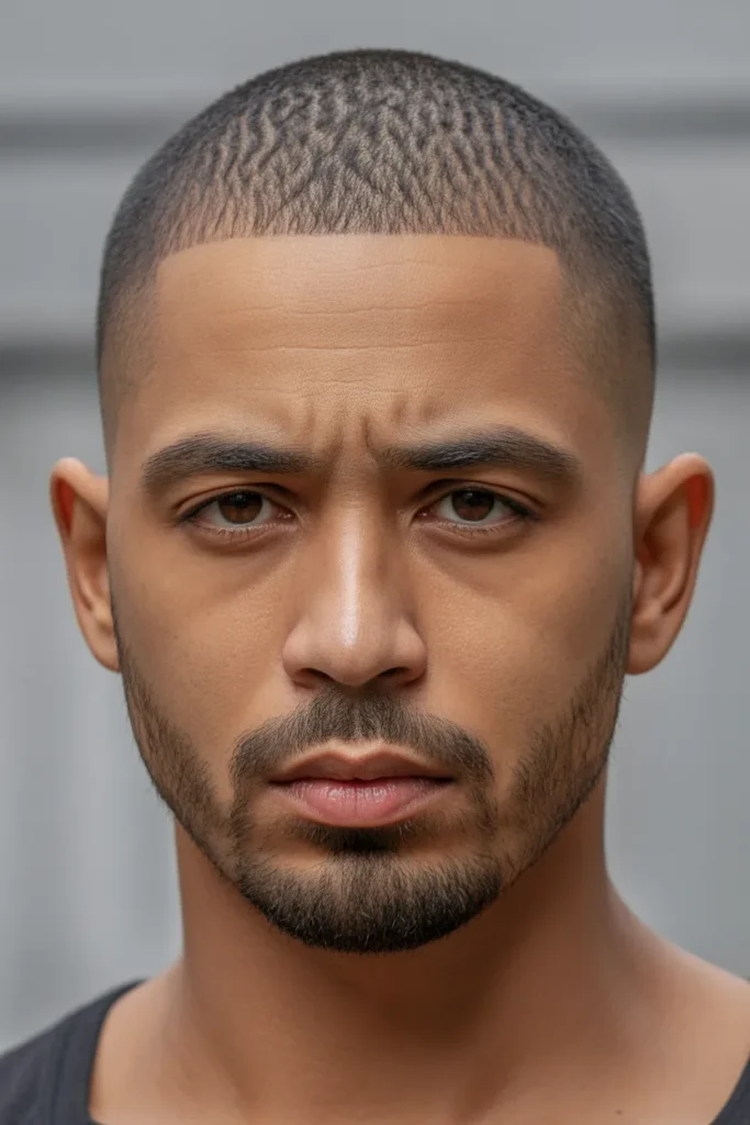 Buzz Cut with Curl Pattern