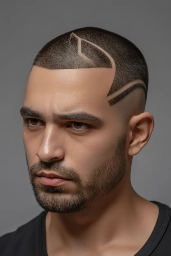 Buzz Cut with Hard Part