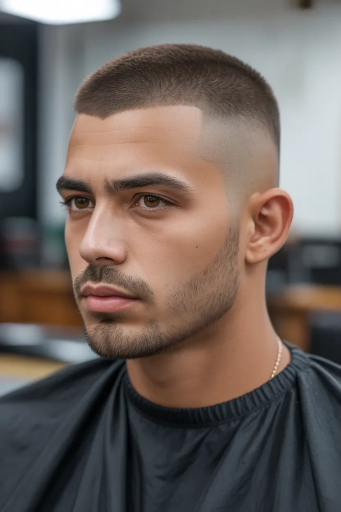 Buzz Cut with High Burst Fade