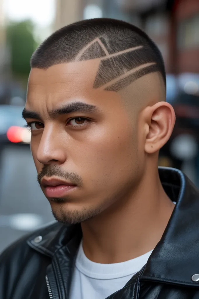 Buzz Cut with Line Design