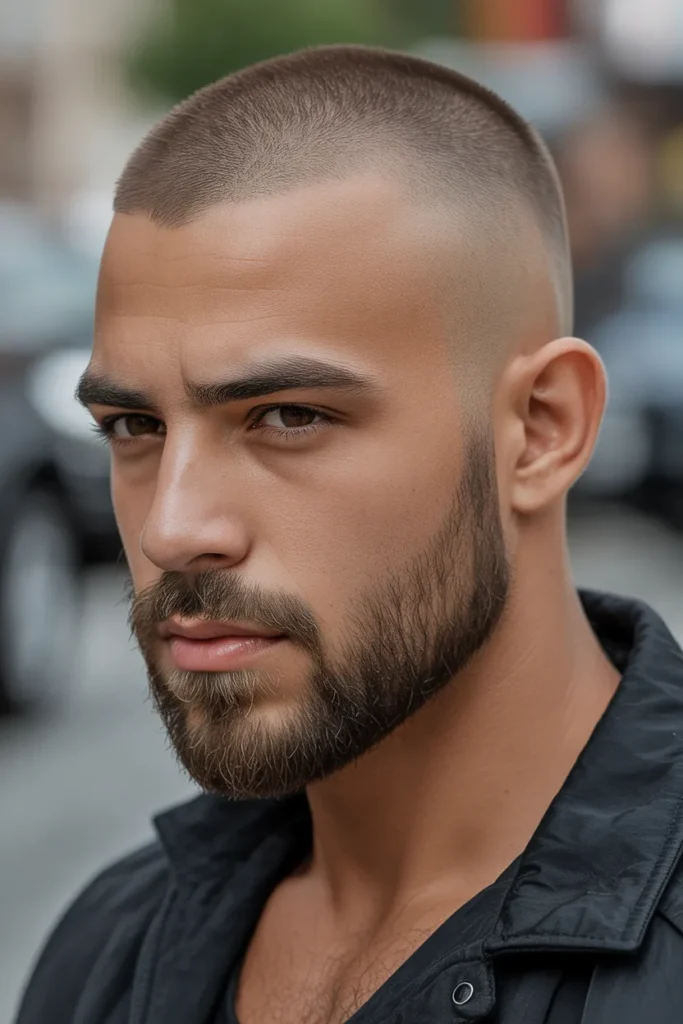 Buzz Cut with Tapered Beard Fade