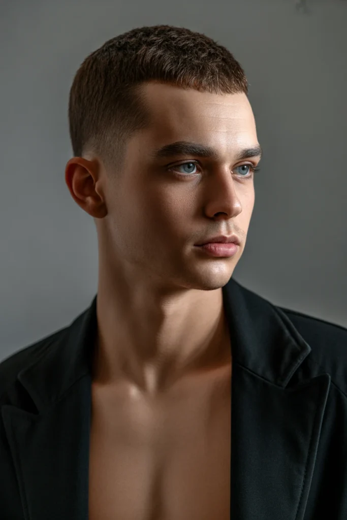 Buzzed Sides with Short Top Curls