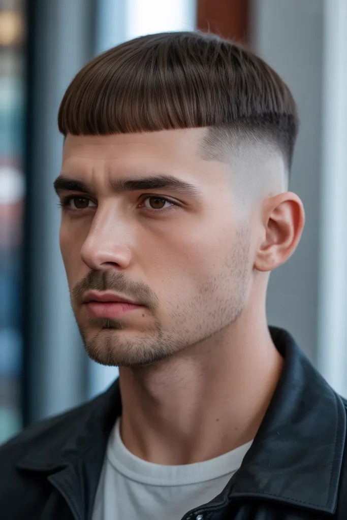 Caesar Cut with Sharp Taper