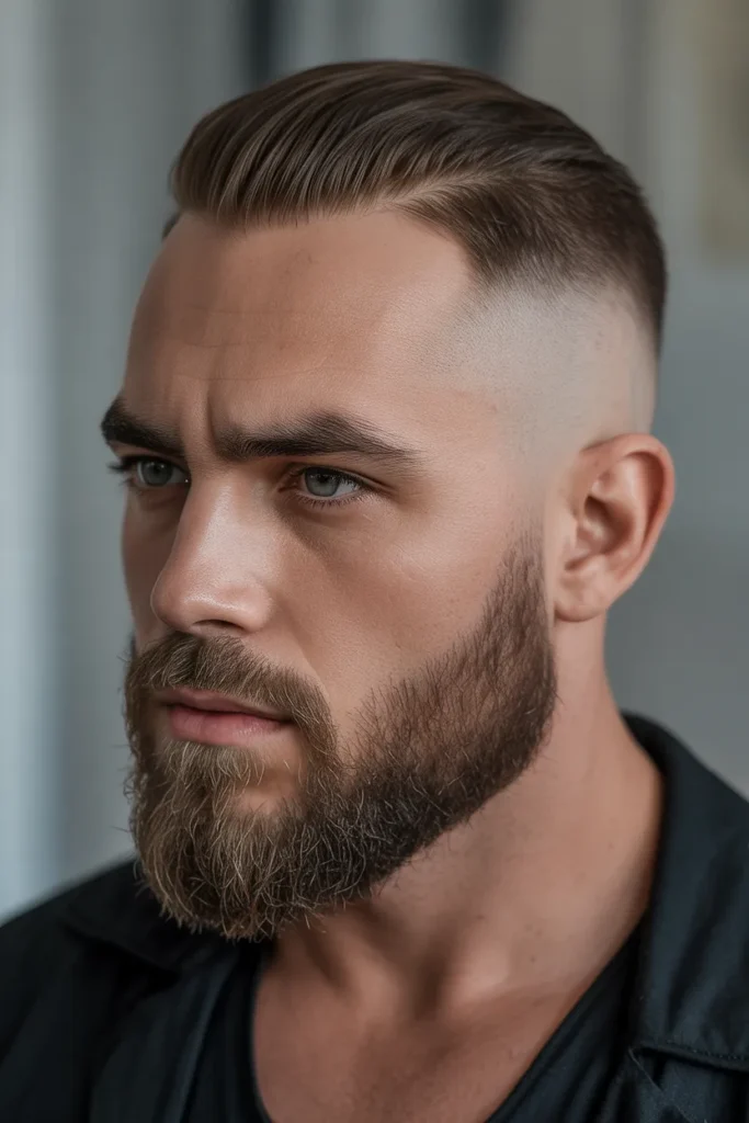 Comb-Over Fade into Beard