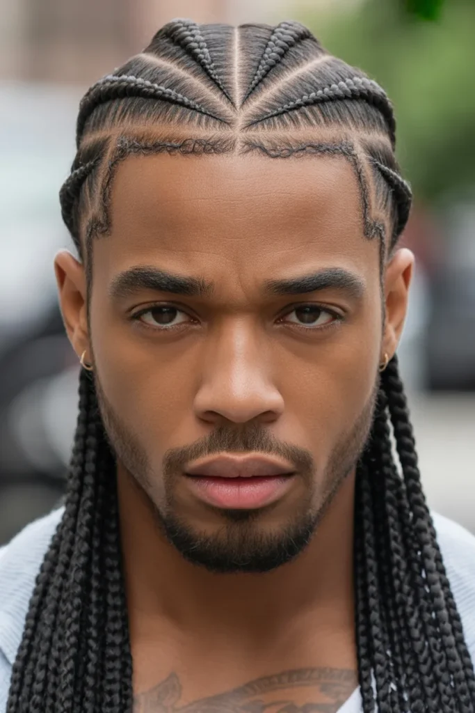 Cornrow Rows with Center Part