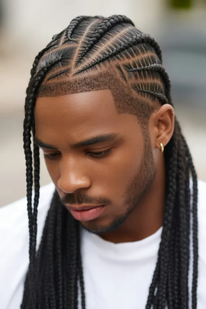 Cornrows with Box Braids Combo