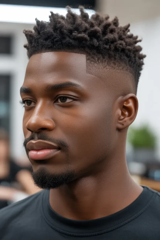 Cropped Afro with Mid Fade