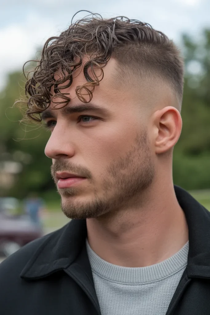 Curly Fringe with Drop Fade