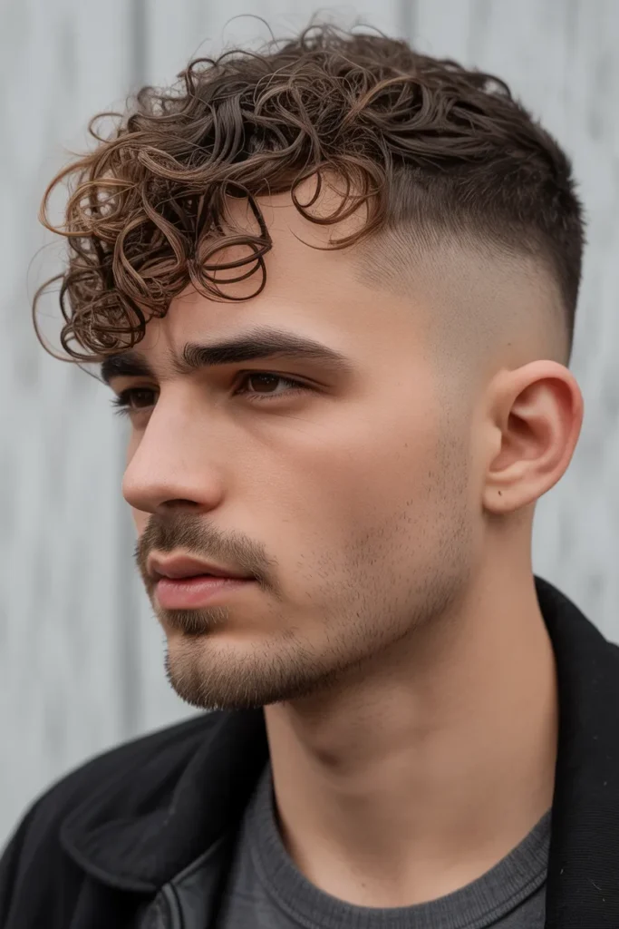 Curly Fringe with Low Fade
