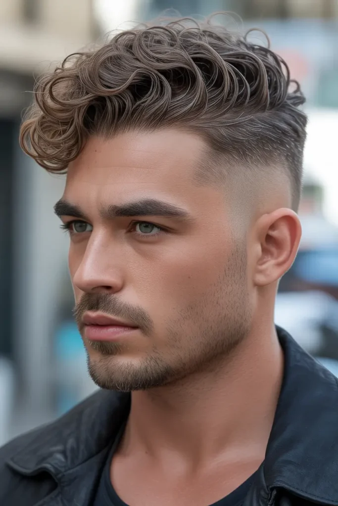 Curly Quiff with Tapered Sides