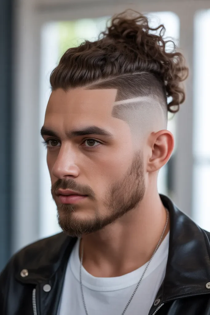 Curly Top Knot Undercut