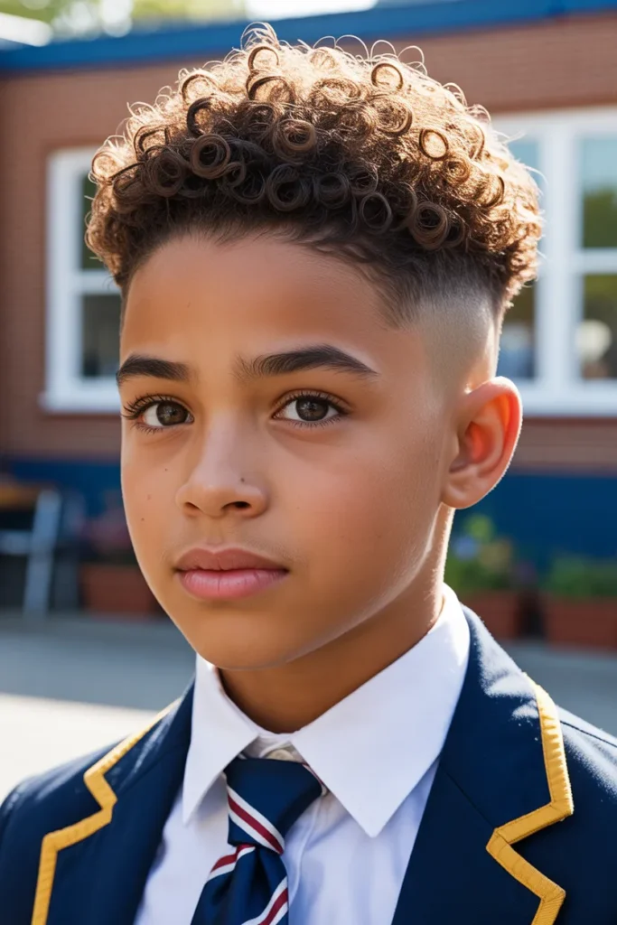 Curly Top with Low Fade