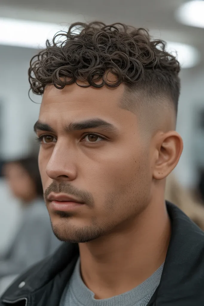 Curly Top with Low Fade