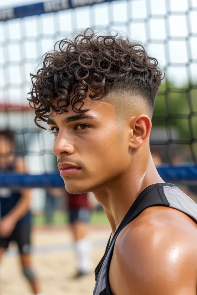 Curly Top with Skin Fade