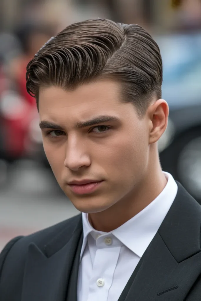 Deep Side Part with Gel