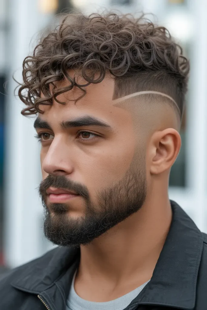 Fade with Curly Top