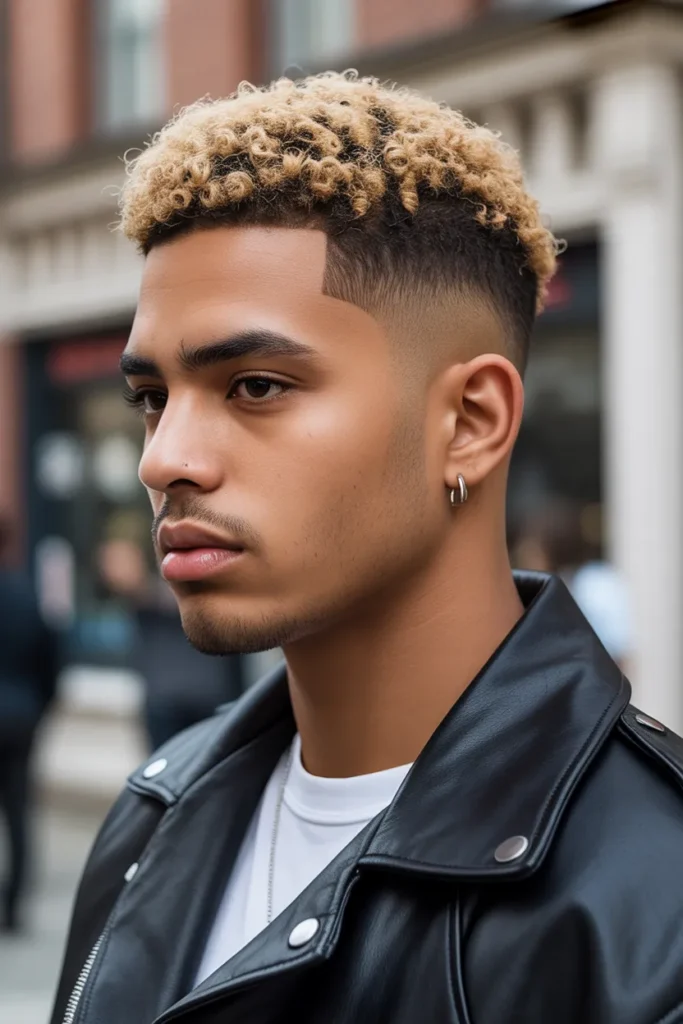 High Fade with Curl Sponge Top