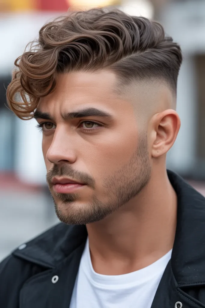 High Fade with Wavy Top
