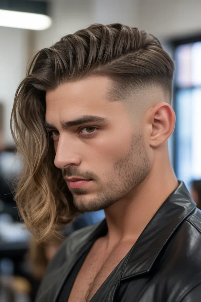 Long Comb Over with Drop Fade