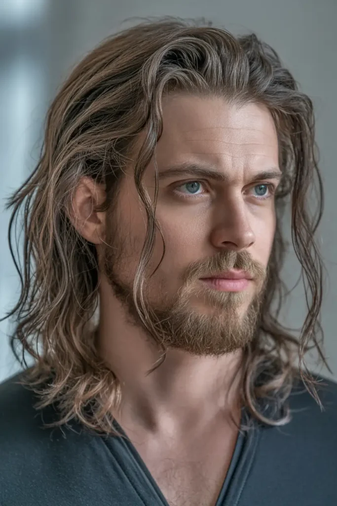 Long Messy Hair with Beard