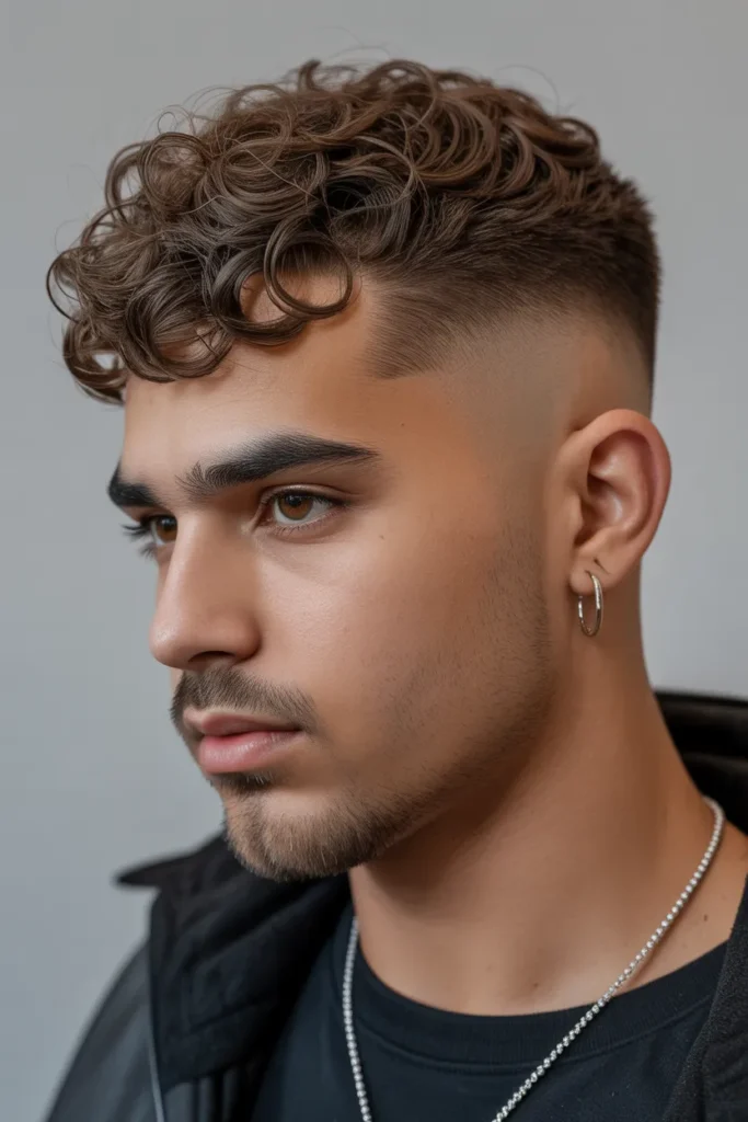 Low Drop Fade with Curly Top