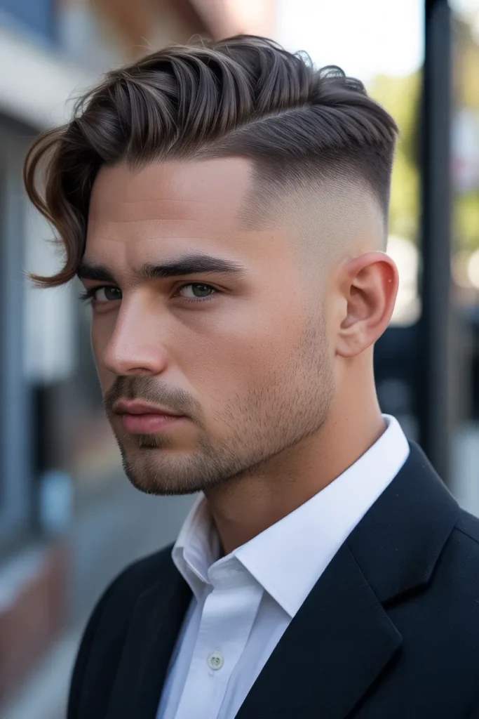 Low Drop Fade with Side Sweep