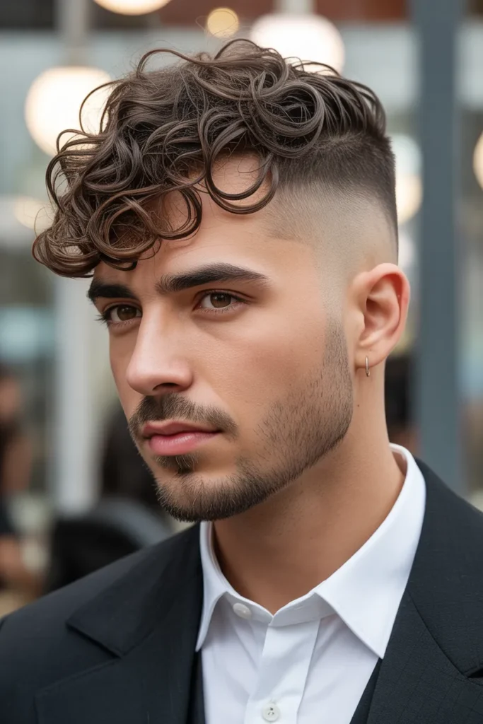 Low Fade with Curly Fringe