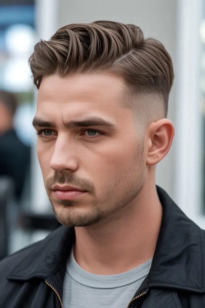 Low Taper Fade with Brush Back