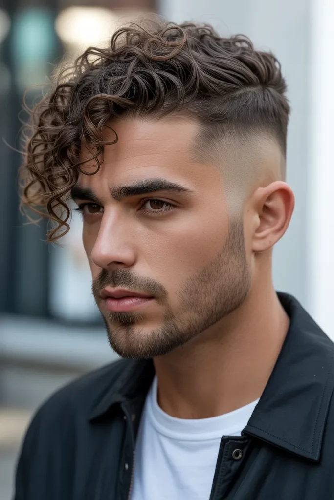Medium Curls with Drop Fade