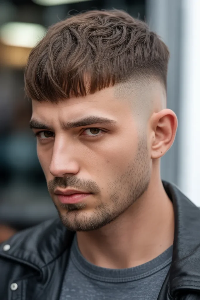 Mid Taper Fade with Textured Fringe