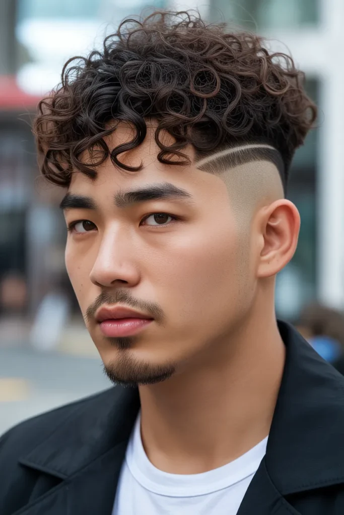 Middle-Part Afro Fade