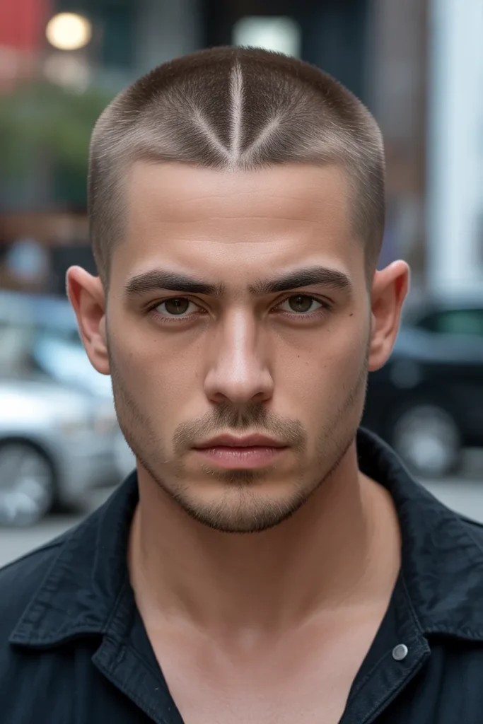 Middle Part Buzz Cut (Hybrid)