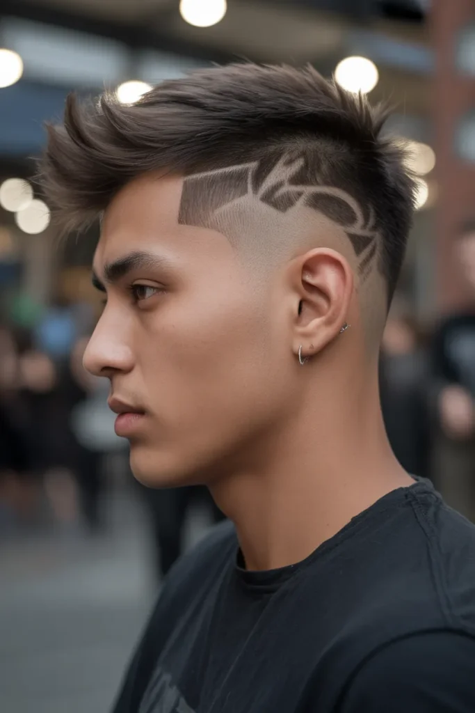 Mohawk Fade with Side Design