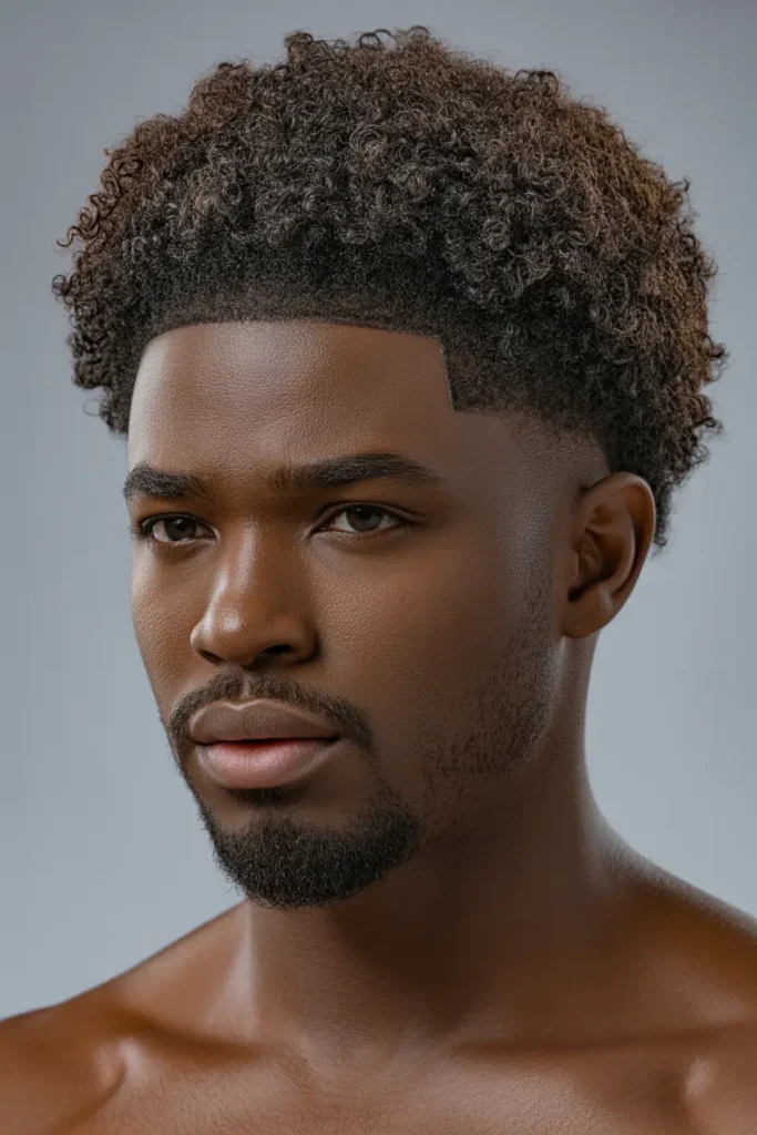 Natural Afro with Hard Part