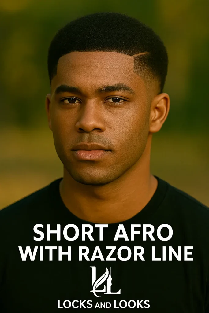 Short Afro with Razor Line