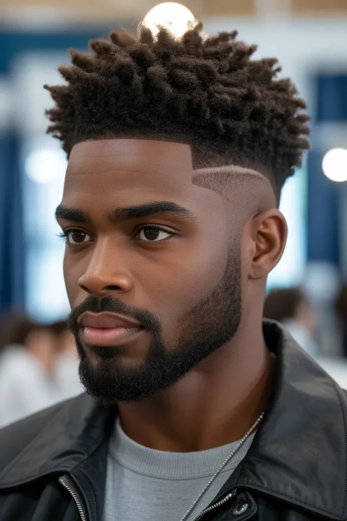 Short Afro with Taper Fade